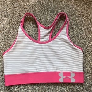 White & Grey striped sports bra